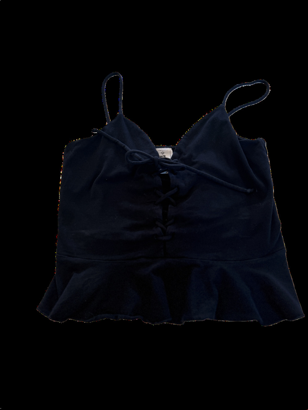 Black We The Free Lace-Up Ruffle Crop Cami Top size XS